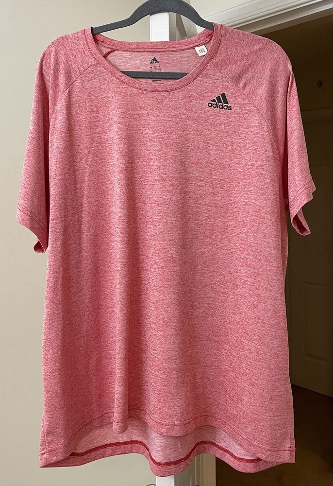 adidas Climalite Shirt Red Marled Athletic Short Sleeve Pullover Men's 2XL / XXL