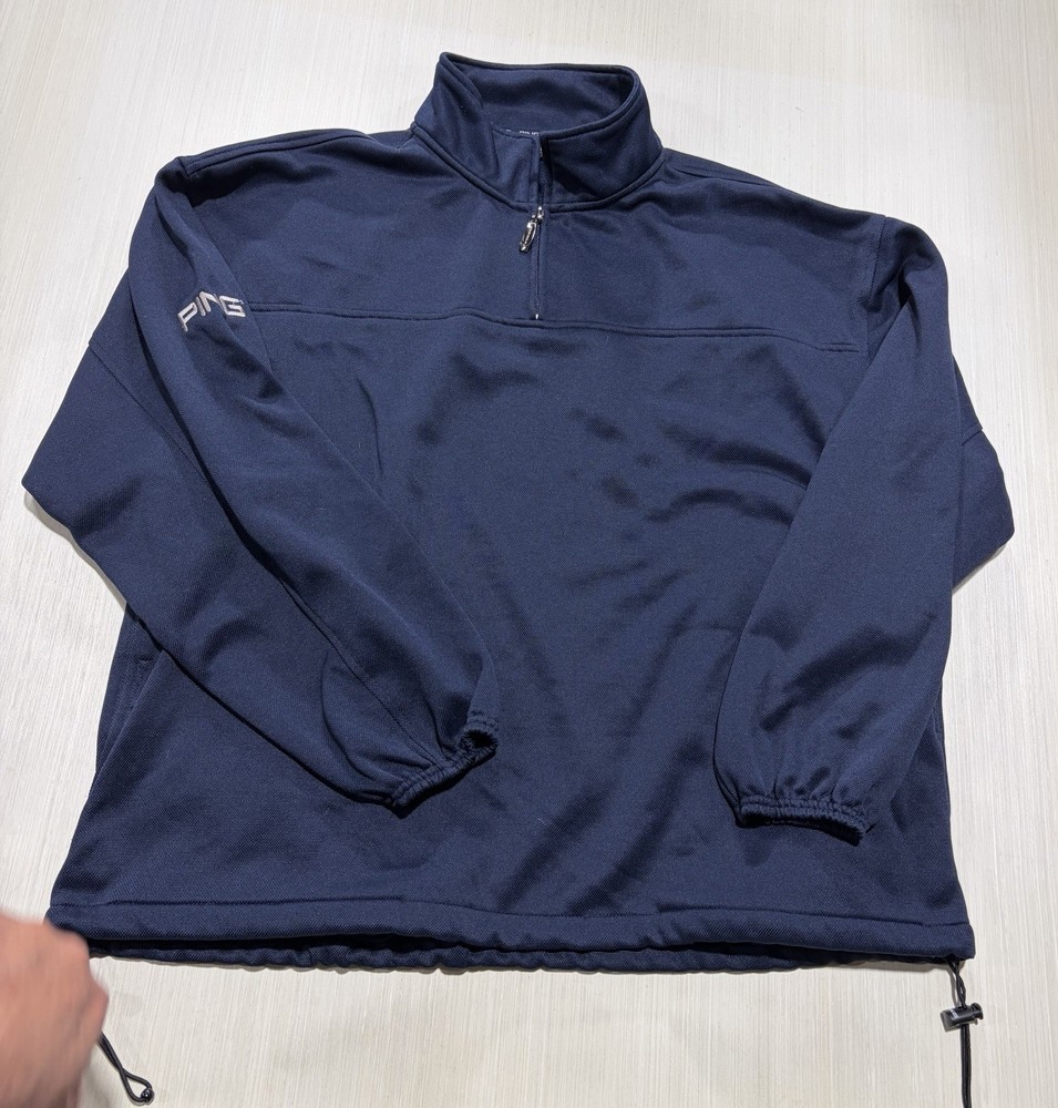 Ping Collection Men's Medium Quarter-Zip Performance Golf Pullover Navy 777