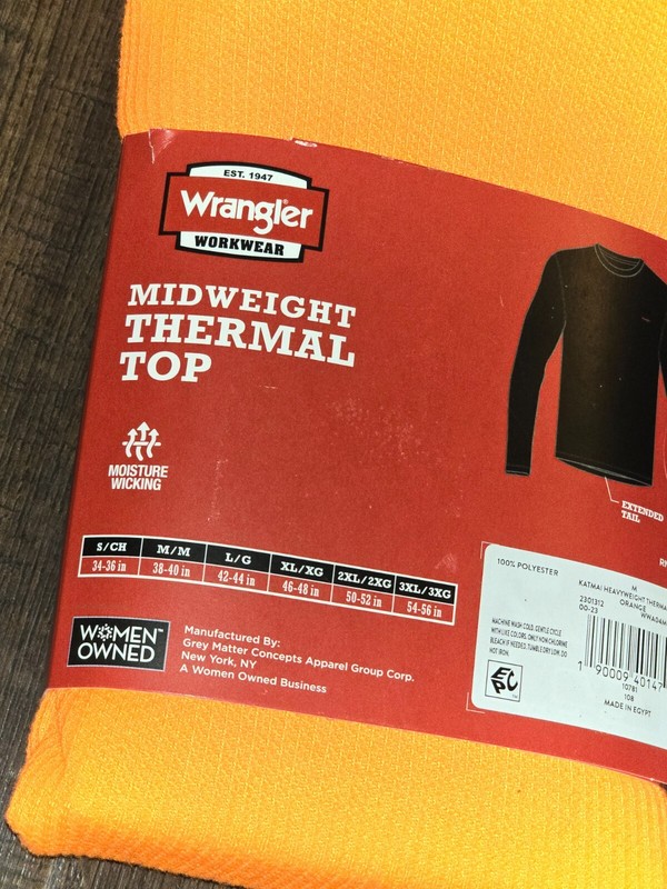 Men’s Wrangler Workwear Mid weight Thermal Long Sleeve Top Sz M (32-34) NWT * gallery