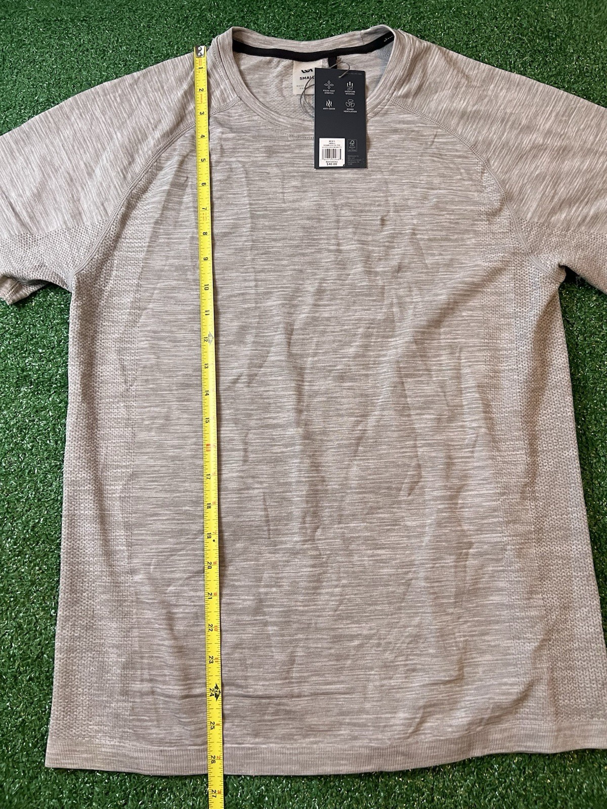 VRST Mens Small SS Circuit Seamless Top Space Dye Gray Athletic Shirt gallery