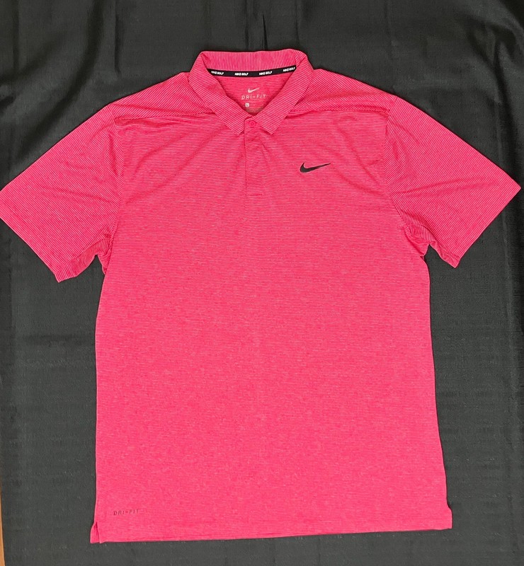 Nike Golf Cooling Mobility Vapor Stripe Polo 890097 666 Sunday Rush Red Sz L gallery