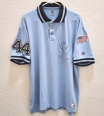 Cliff Keen Athletic Large Light Blue Umpire Shirt #44 US Flag Embroidered