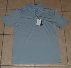 NEW Mens Sz Small Blue Striped Moisture Wicking Athletic Polo Shirt MICHEL ROUEN