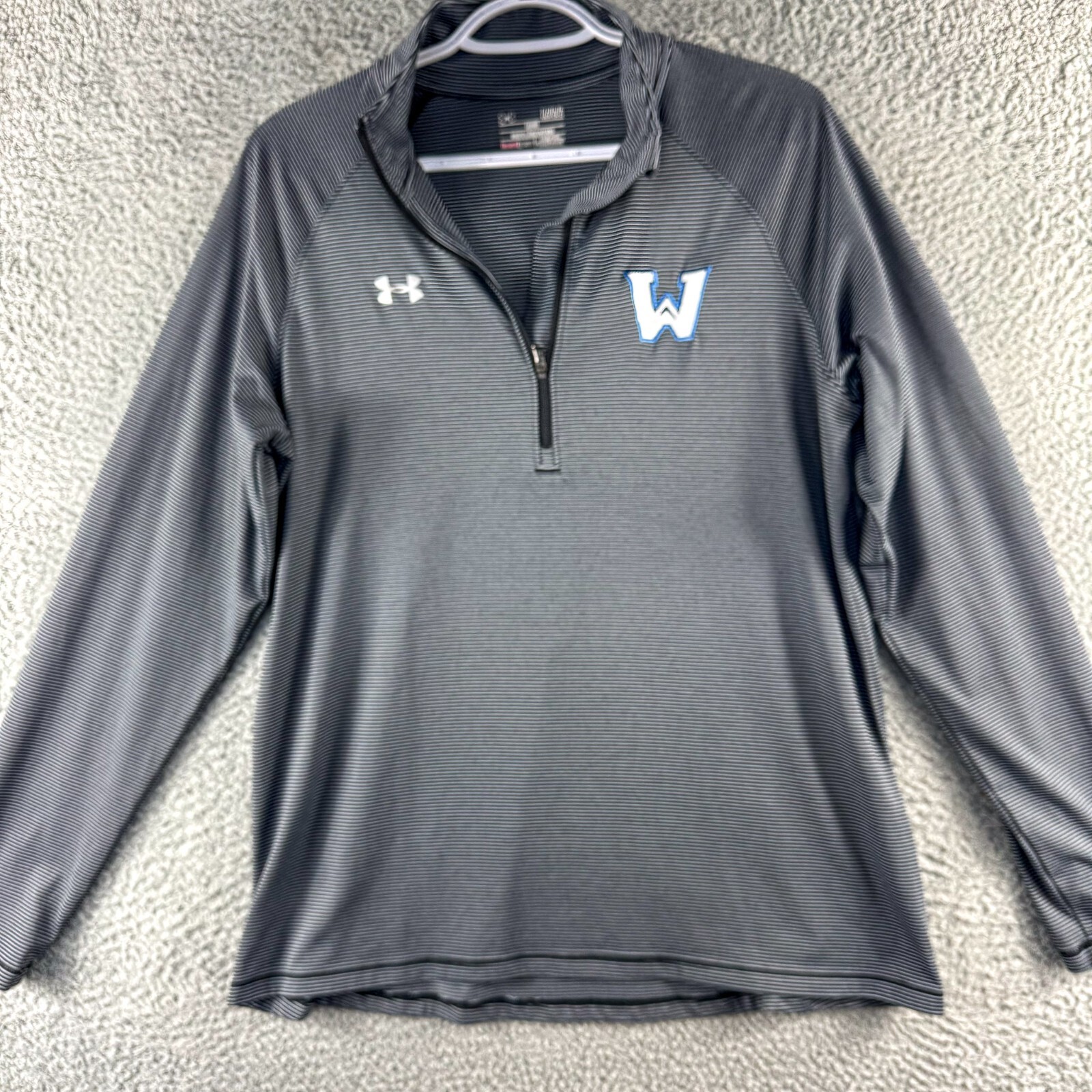 Under Armour Watauga Pullover Mens Large Gray Stripe Heatgear Outdoor Athletic gallery