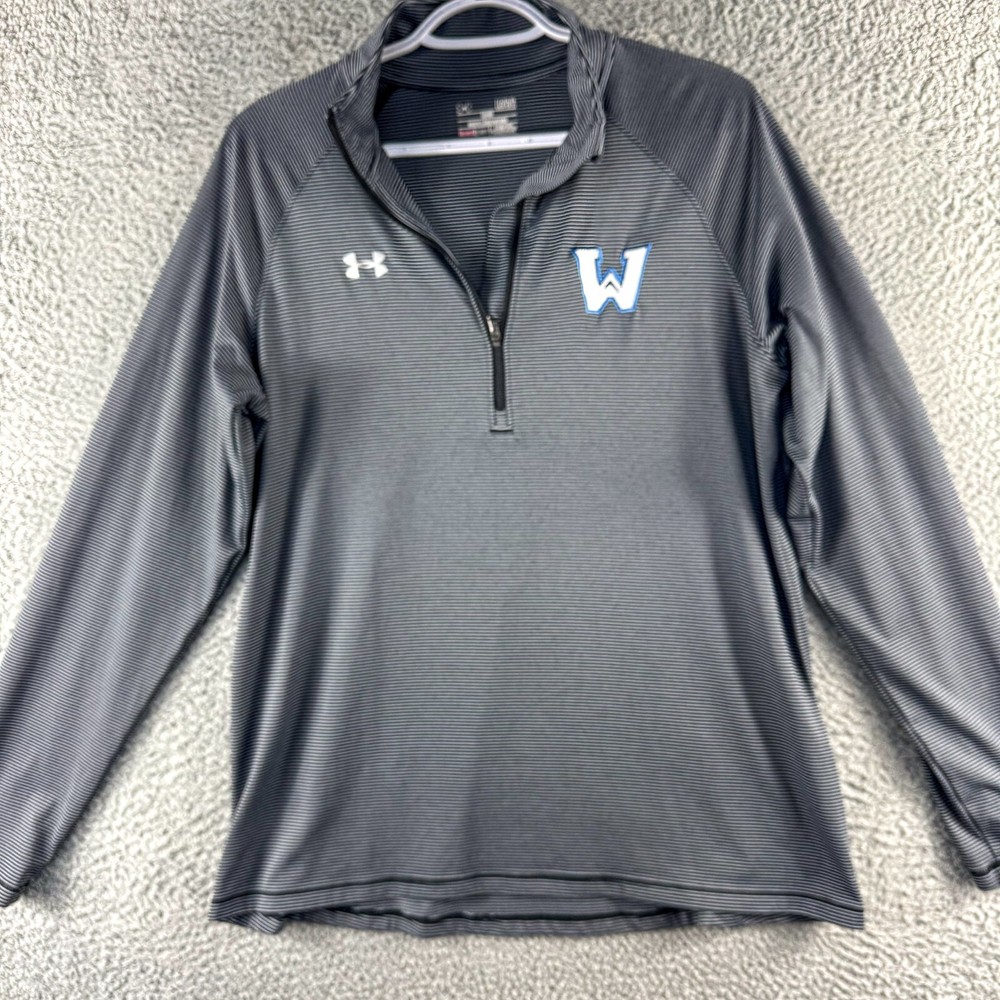 Under Armour Watauga Pullover Mens Large Gray Stripe Heatgear Outdoor Athletic