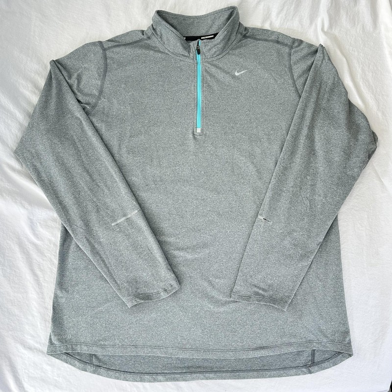 Nike Dri-FIT Pullover Mens XL Gray Quarter Zip Running Training Top 504606-480 gallery
