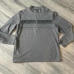Travis Mathew Pullover Mens XL Gray Stripe 1/4 Zip Golf Performance Stretch