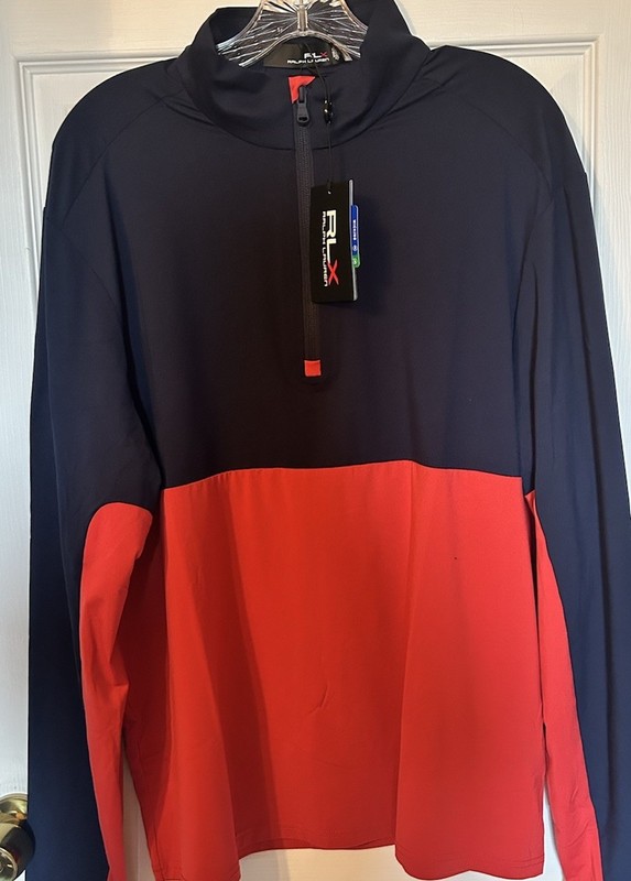 NWT Ralph Lauren RLX Navy & Red Pullover 1/4 Zip Size Large Dri-Wick gallery