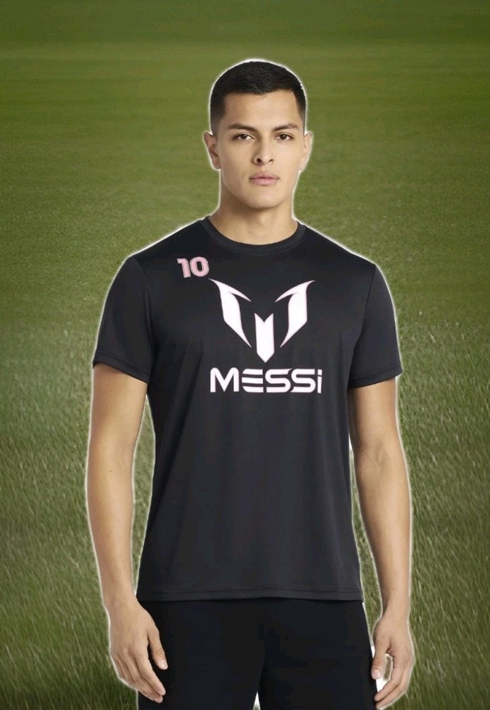 Messi Mens Short Sleeve Shirt Athletic Jersey Top Size XL Soccer Tee Black Pink