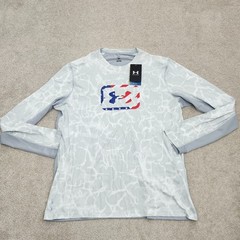 Under Armour Men Large UA Fish Pro Freedom Longsleeve Shirt White Isochill