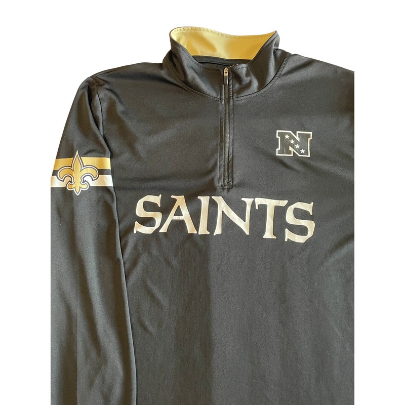 New Orleans Saints NFL Team Apparel Men Large Quarter Zip Pullover Shirt + Scarf gallery