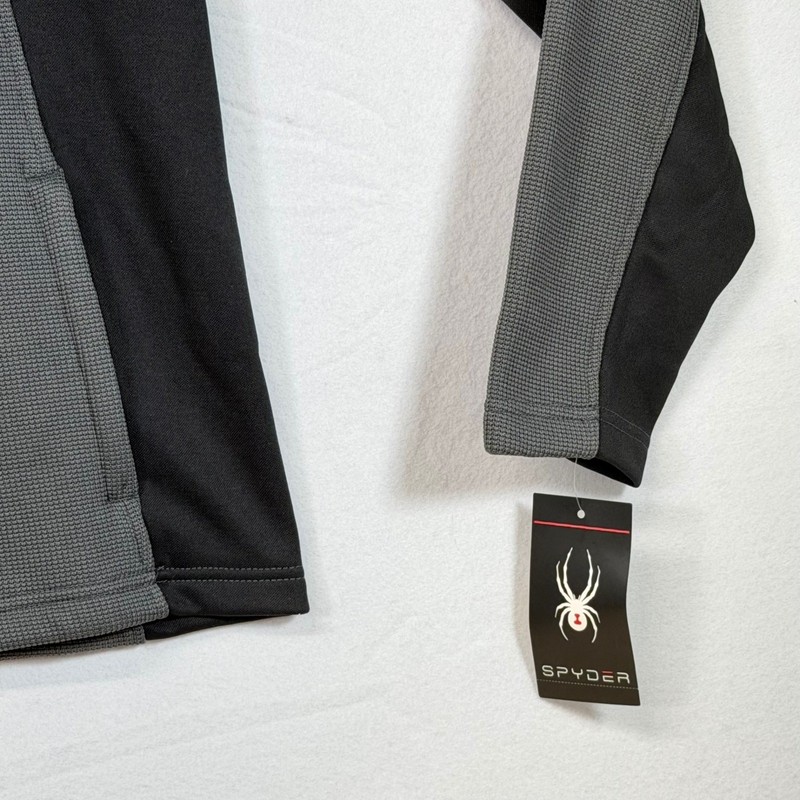 Spyder Mens Polar 1/4 Zip Pullover Gray Black Athletic Top gallery