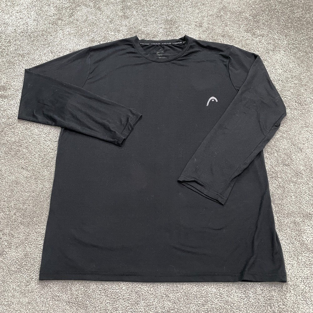 Head Performance Tennis Active Long Sleeve Shirt Mens Medium Black Stretch Tee