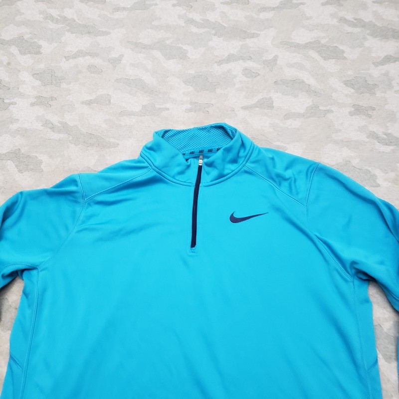 Nike Shirt Mens XL Blue Therma Fit Quarter Zip Gym Mock Neck Activewear Outdoors gallery