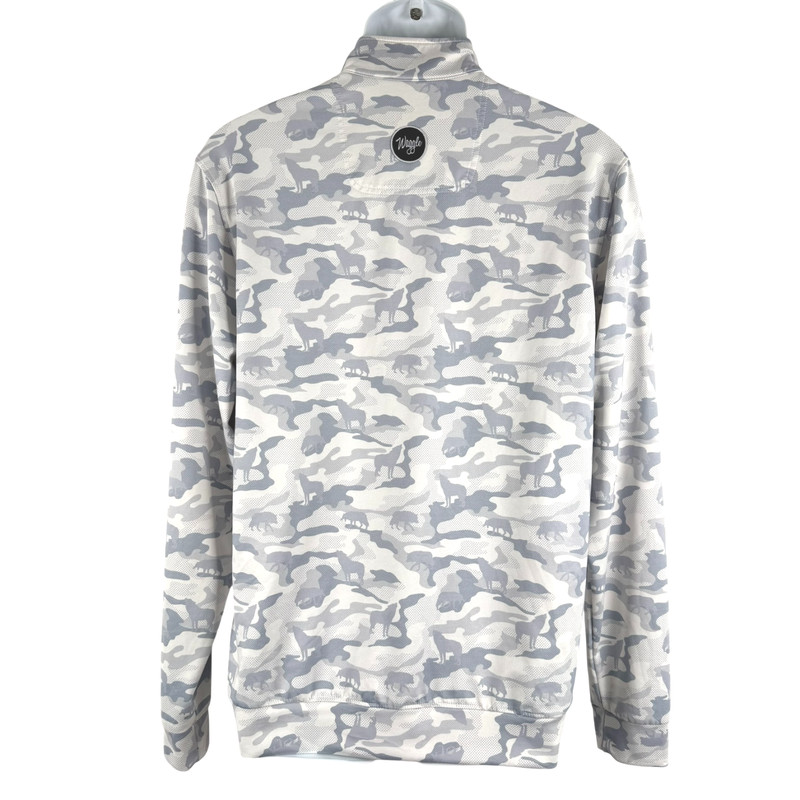 Waggle Performance Pullover Medium Gray Camo Wolf Quarter Zip Golf TP-3924 gallery