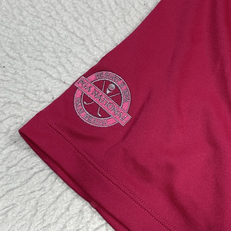 Nike Golf Tour Performance Dri Fit Polo Shirt PGA Mens Large Magenta Striped gallery