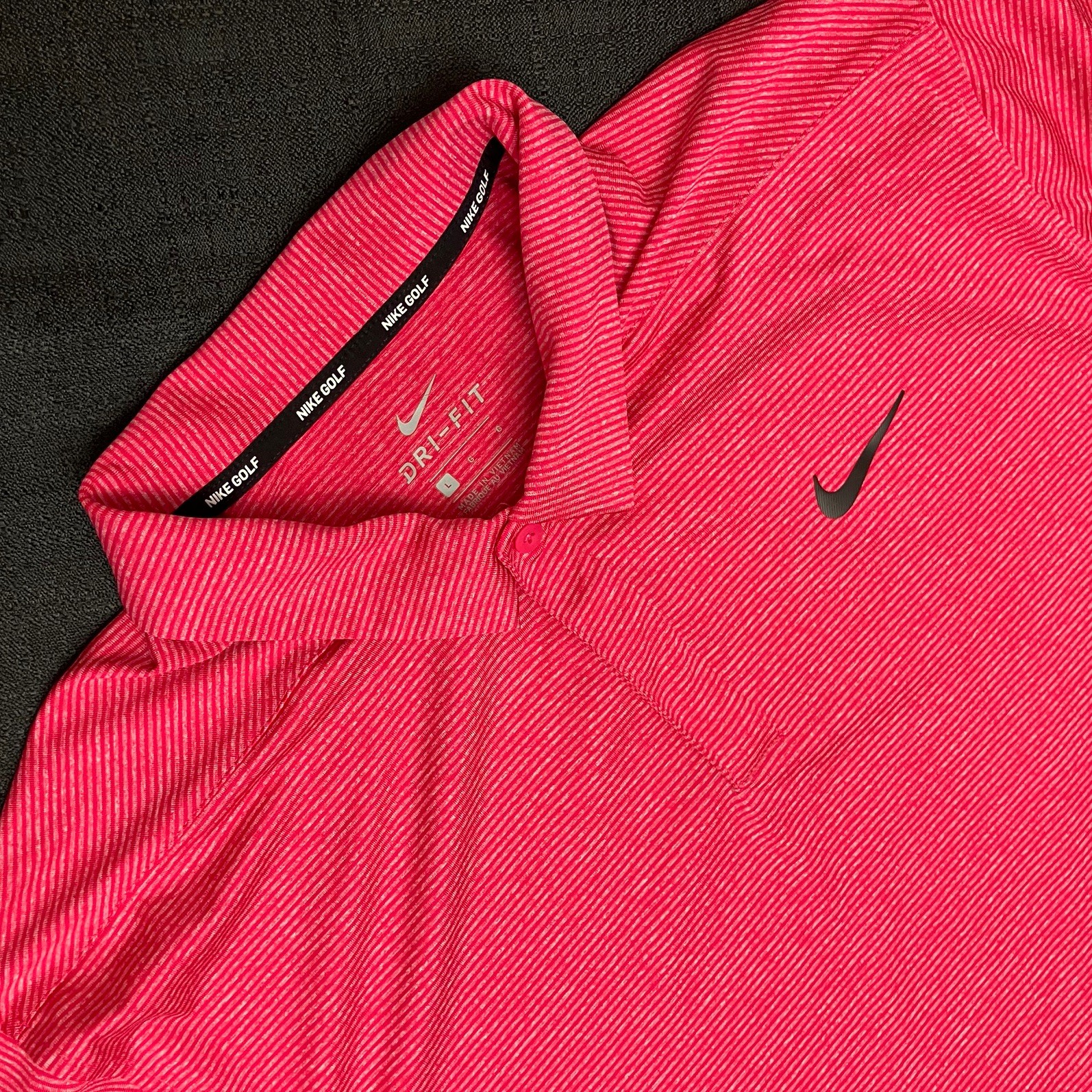 Nike Golf Cooling Mobility Vapor Stripe Polo 890097 666 Sunday Rush Red Sz L gallery