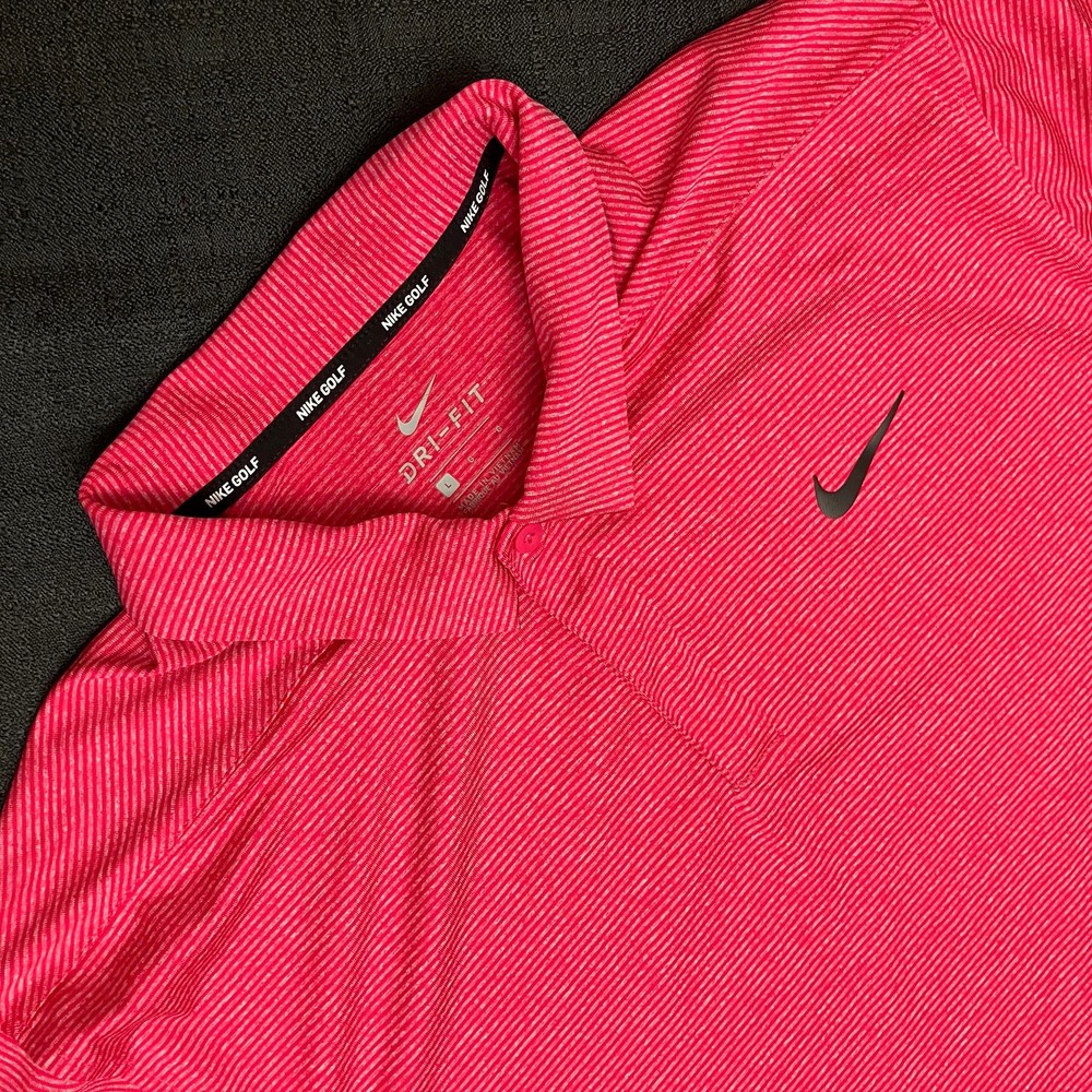 Nike Golf Cooling Mobility Vapor Stripe Polo 890097 666 Sunday Rush Red Sz L