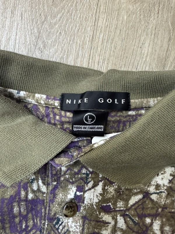 Vintage 80s Nike Golf Polo Shirt Mens L Geometric Abstract Print Preppy Rare gallery