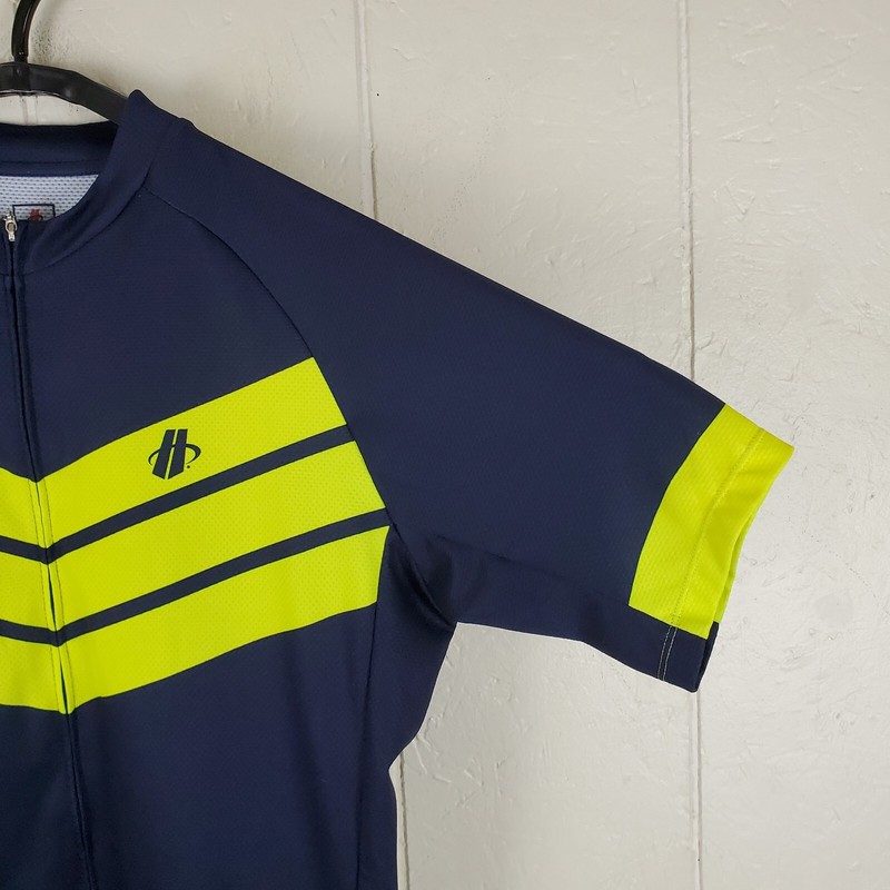 Hincapie Cycling Shirt Mens Large Blue Mock Neck Short Sleeve Logo Pocket gallery