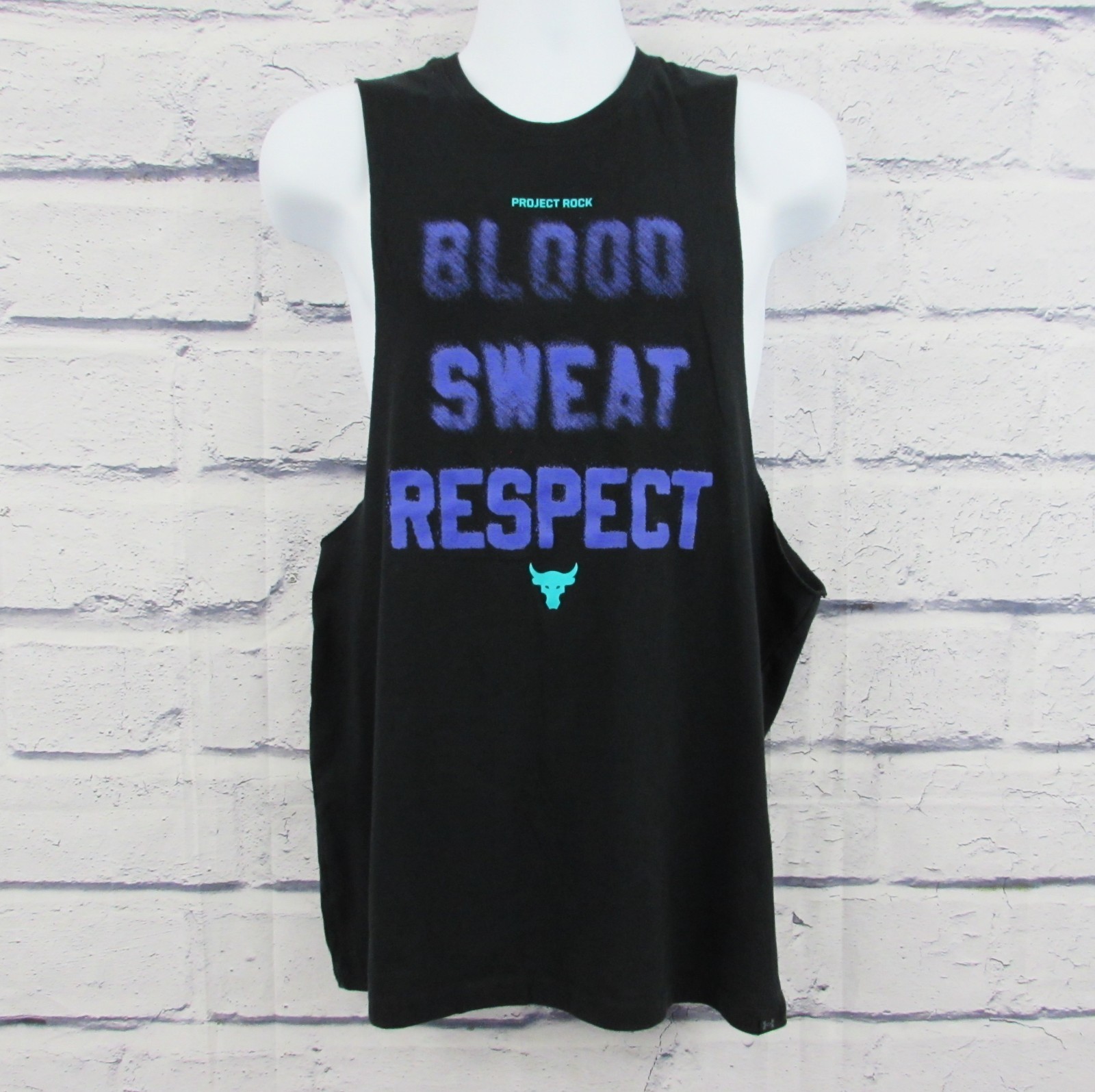 Under Armour Project Rock Tank Top Men's Large Black "Blood Sweat Respect" gallery