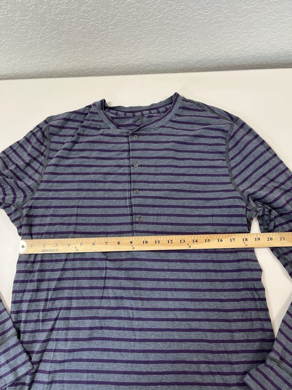 Gray Purple Striped Lululemon Long Sleeve Casual Shirt Men's L Large gallery