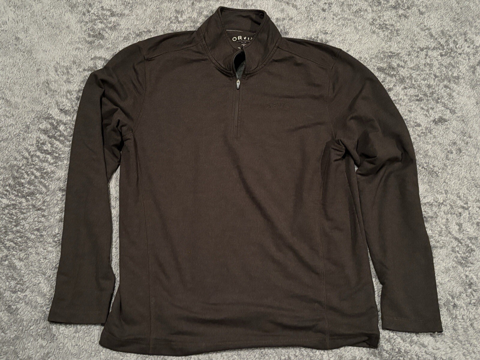 Orvis 1/4 Zip Mens Medium Gray Quarter Zip Pullover Logo Outdoor Camping Fishing gallery