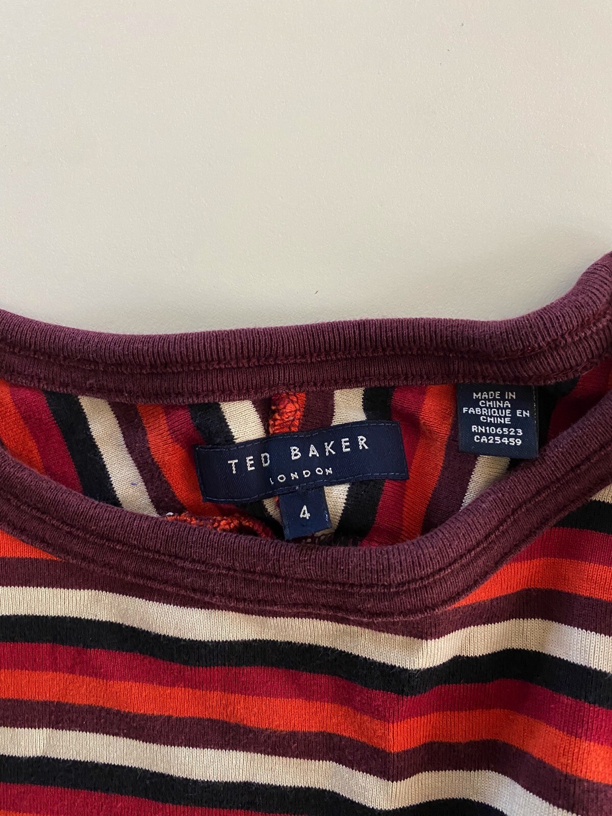 Ted Baker London Red Copper Multi Color Stripe Shirt XL Extra Large gallery