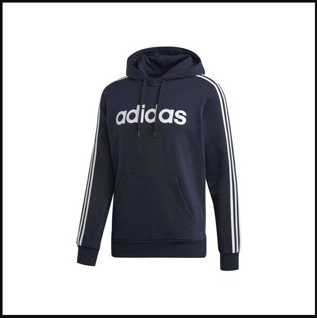 Adidas Men's Essentials 3-Stripe Pullover Fleece Hoodie Sweatshirt Large Navy gallery