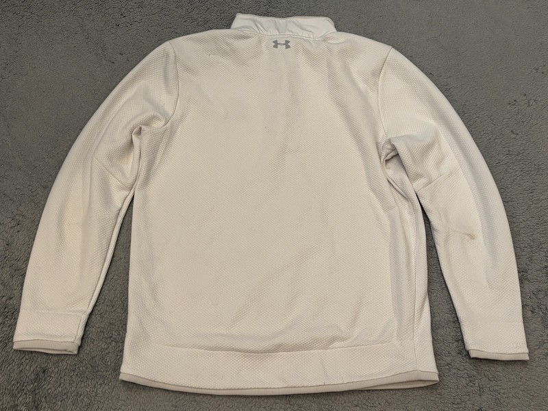 Under Armour Golf Sweatshirt Mens Large Coldgear 1/4 Snap Button Pullover Cream gallery