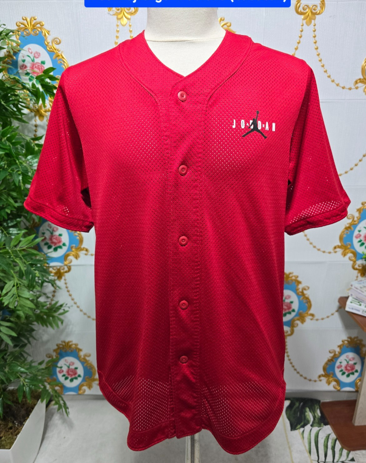 Nike Jordan Jumpman mesh baseball jersey in red. men's Large gallery