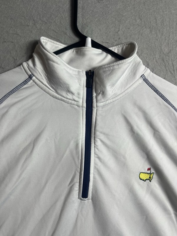Masters Tech Quarter Zip Pullover White Augusta National Logo Golf Large L Mens gallery