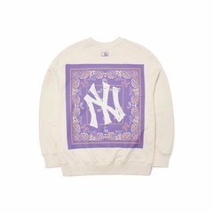 MLB Cashew Flower Sports Loose Hoodie Unisex Cream White