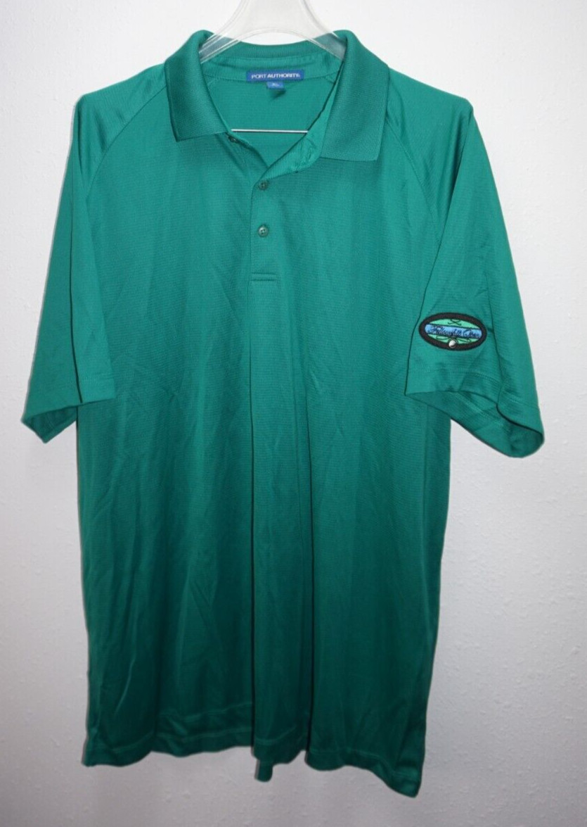 Port Authority Fellowship Open Emerald Green Stripe Golf Polo Shirt Mens Sz XL gallery