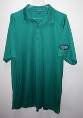 Port Authority Fellowship Open Emerald Green Stripe Golf Polo Shirt Mens Sz XL