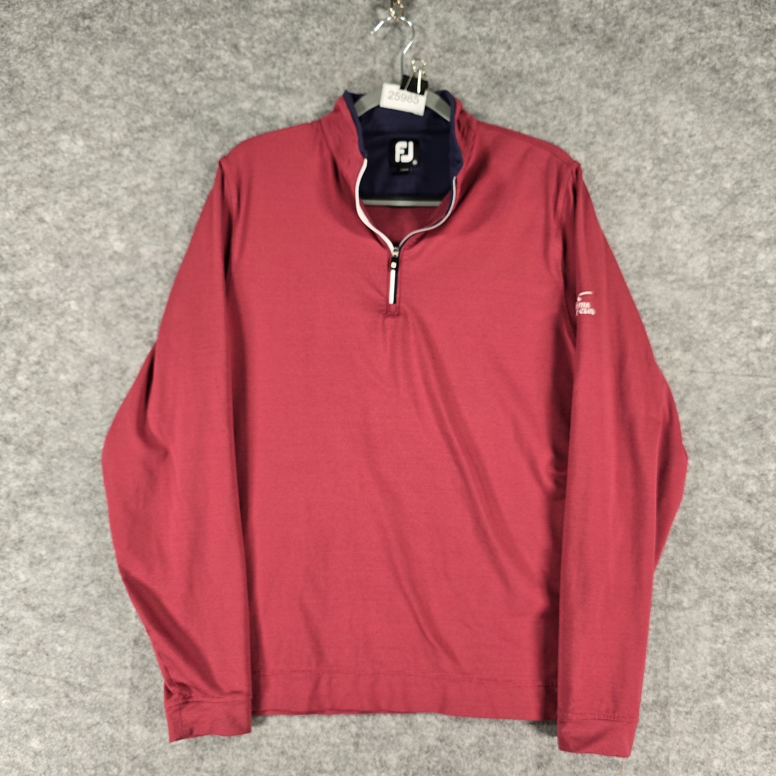 Footjoy Shirt Mens Medium Red Navy Long Sleeve 1/4 Zip Lightweight Stretch gallery