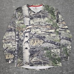 Mossy Oak Shirt Mens Medium Green Camo Long Sleeve Scent Control Tee Hunting