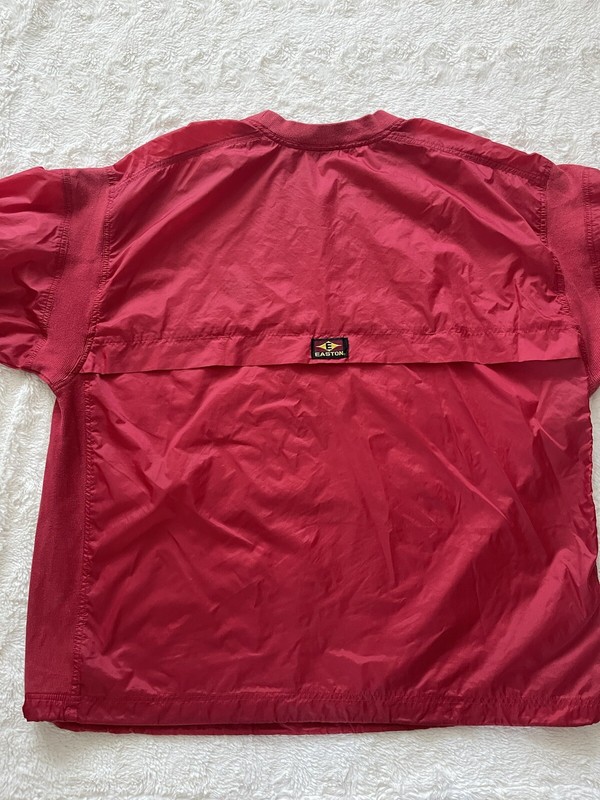 Men’s Easton XXL Wind Breaker Pullover Long Sleeve Red Baseball Waterproof Logo gallery