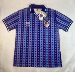NEW Umbro Team USA Soccer Jersey Mens Medium Blue Stars Stripes V-Neck Polo