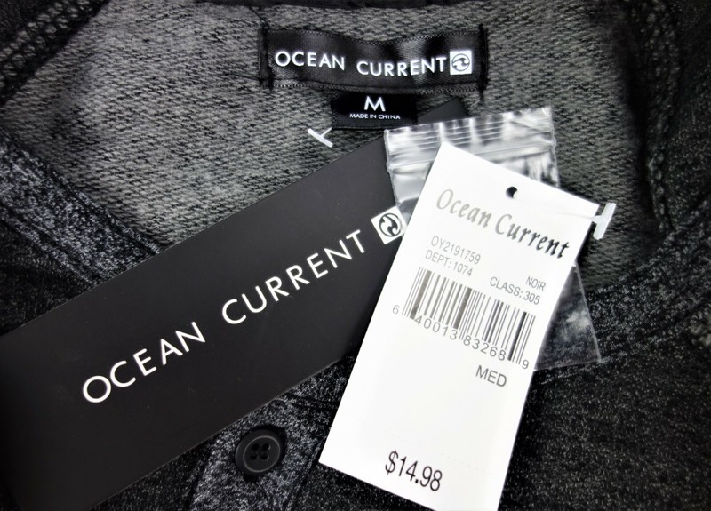 Medium Ocean Current Pullover Shirt Knit Fleece Gray Sleeves & Pocket gallery