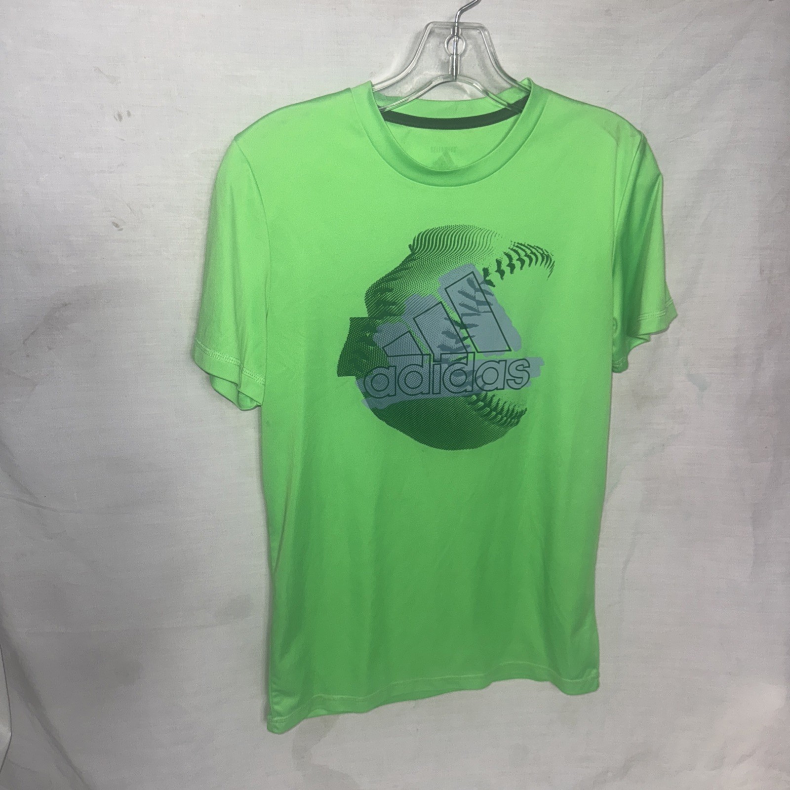 Used Once Large Fluorescent Green Short Sleeve Adidas Shirt ￼ gallery