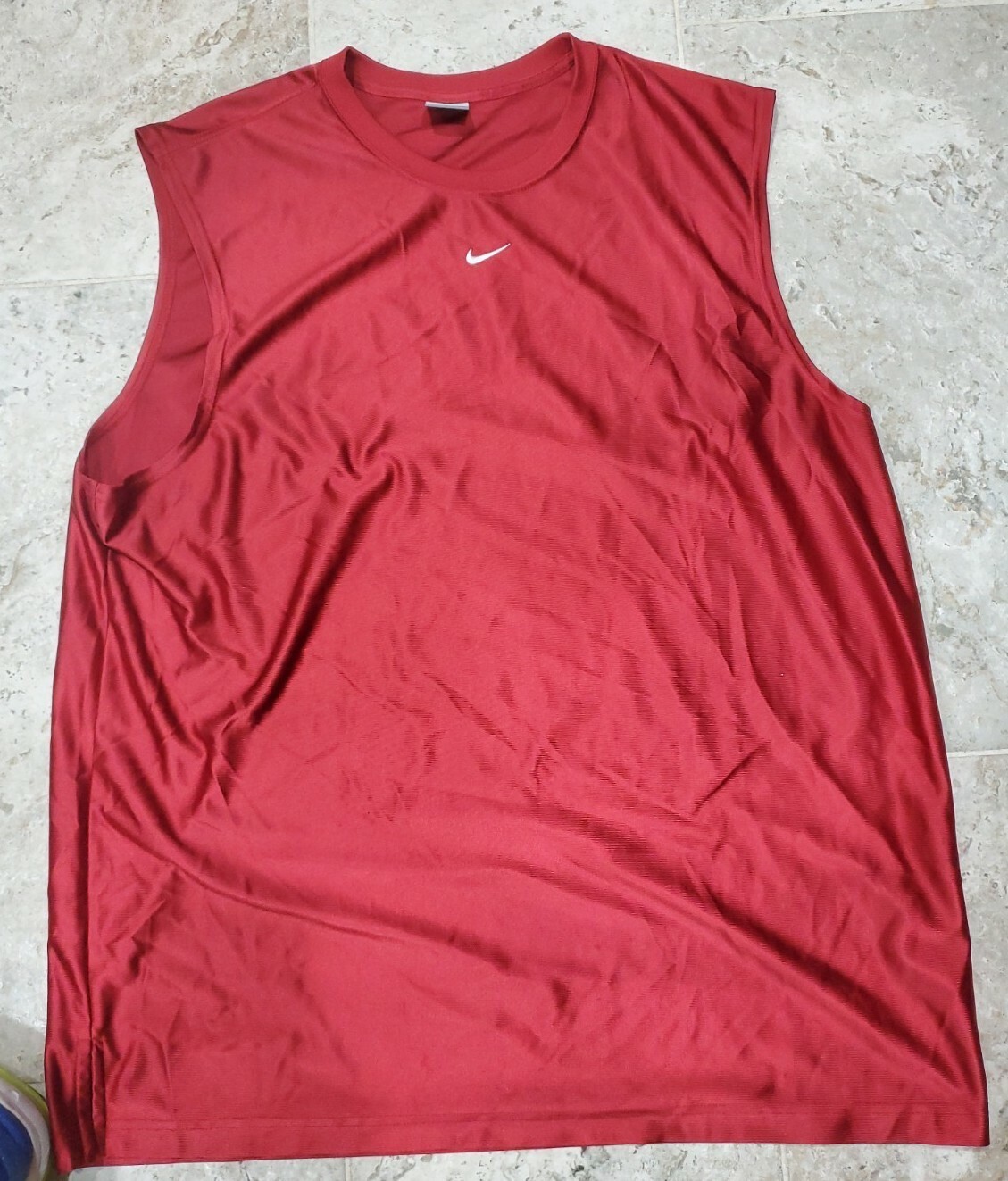 ULTRA RARE 1993 NIKE CENTER SWOOSH RED SHIMMER BASKETBALL TANK TOP MEN'S SZ 2XL gallery