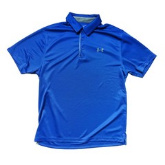 UNDER ARMOUR Men’s Loose Blue Mesh Pique Knit Jersey Polo Top Shirt L