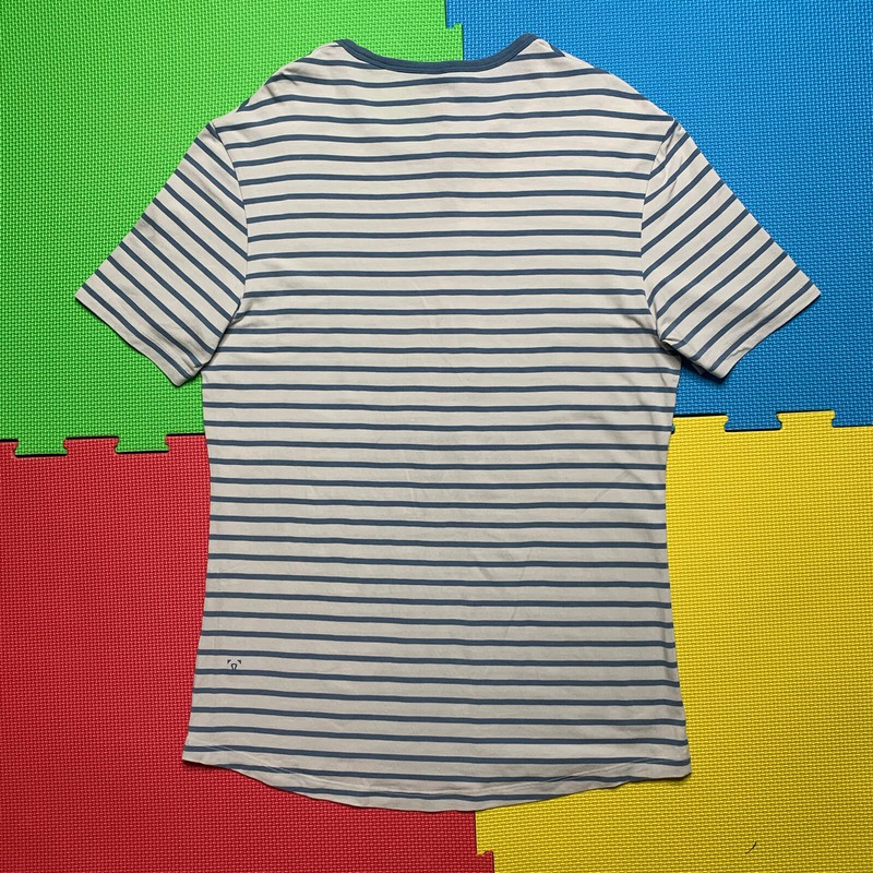 Lululemon 5 Year Basic Tee Updated Fit Men Small Striped Ocean Mist UtilIty Blue gallery