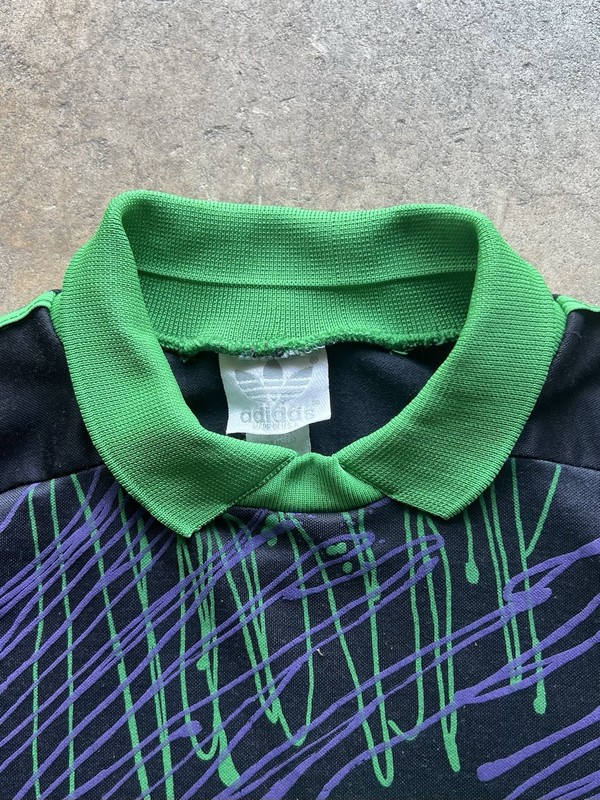 Vintage Adidas Goalkeeper Long Sleeve Shirt Jersey Mens L Purple Green Scribble gallery