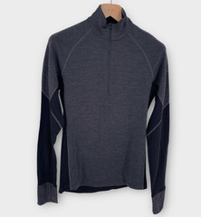 Icebreaker Merino 260 Zone Long Sleeve Half Zip Pullover S Gray Black Base Layer