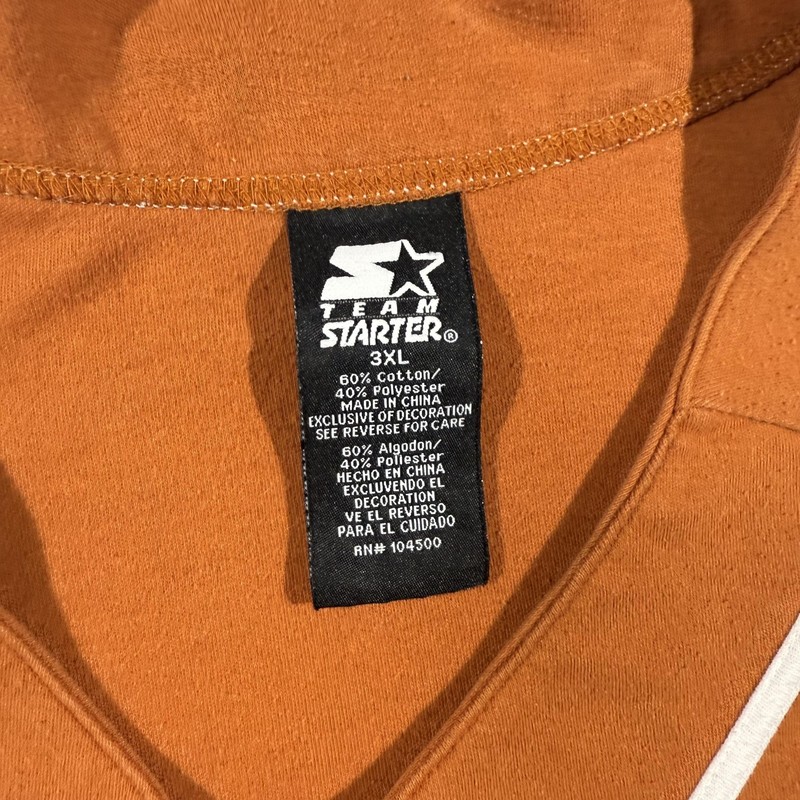 Vintage Starter Texas Baseball Jersey Mens 3XL Orange Button Front Raglan Shirt gallery