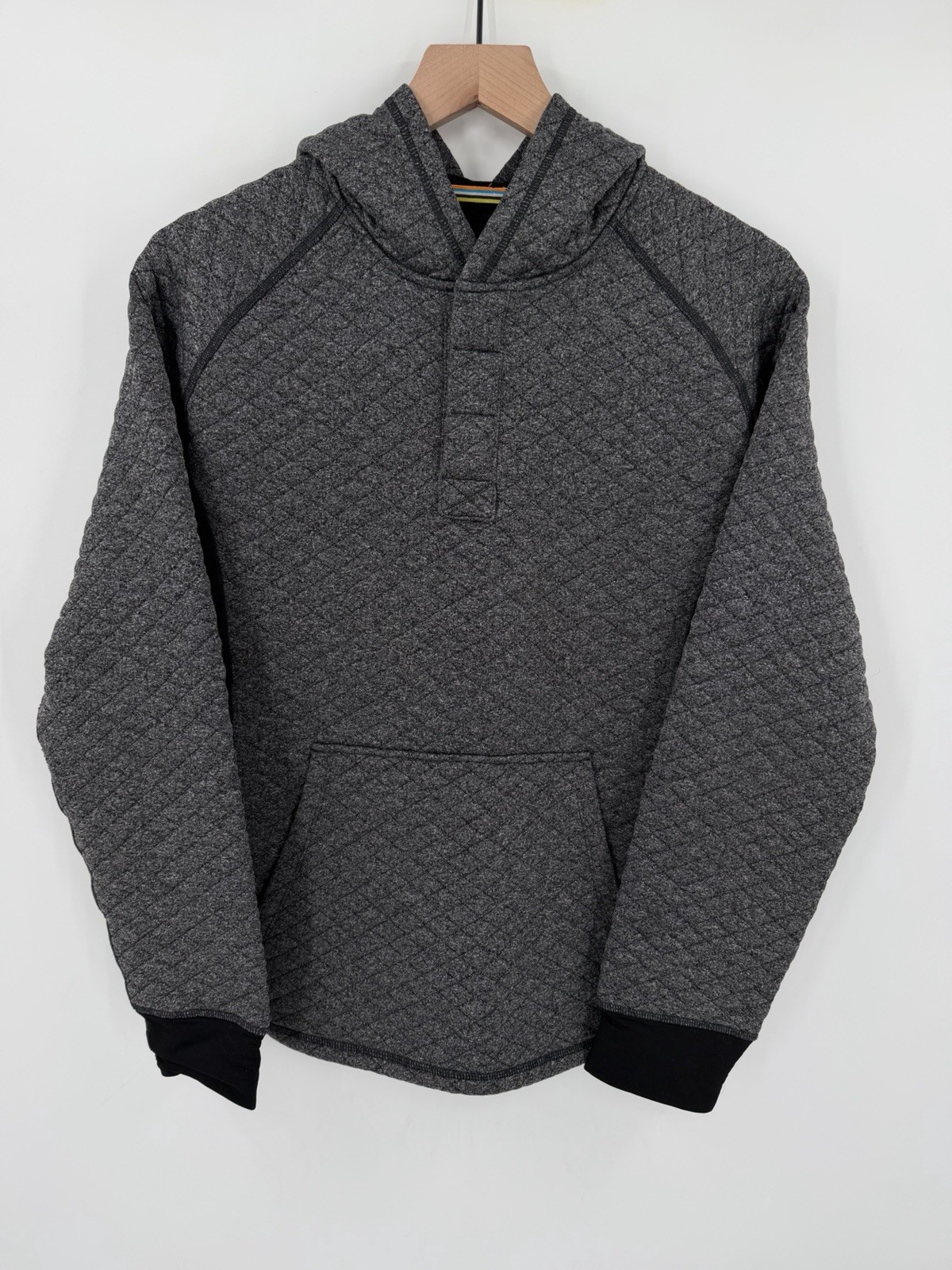 Smartwool Merino Diamond Peak Hoodie Men’s Medium Grey Quilted Pullover gallery