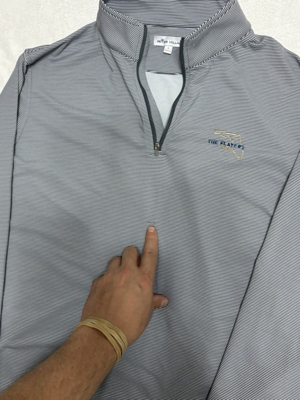 Peter Millar 1/4 Zip Performance Pullover The Players 2023 Gray White Striped gallery