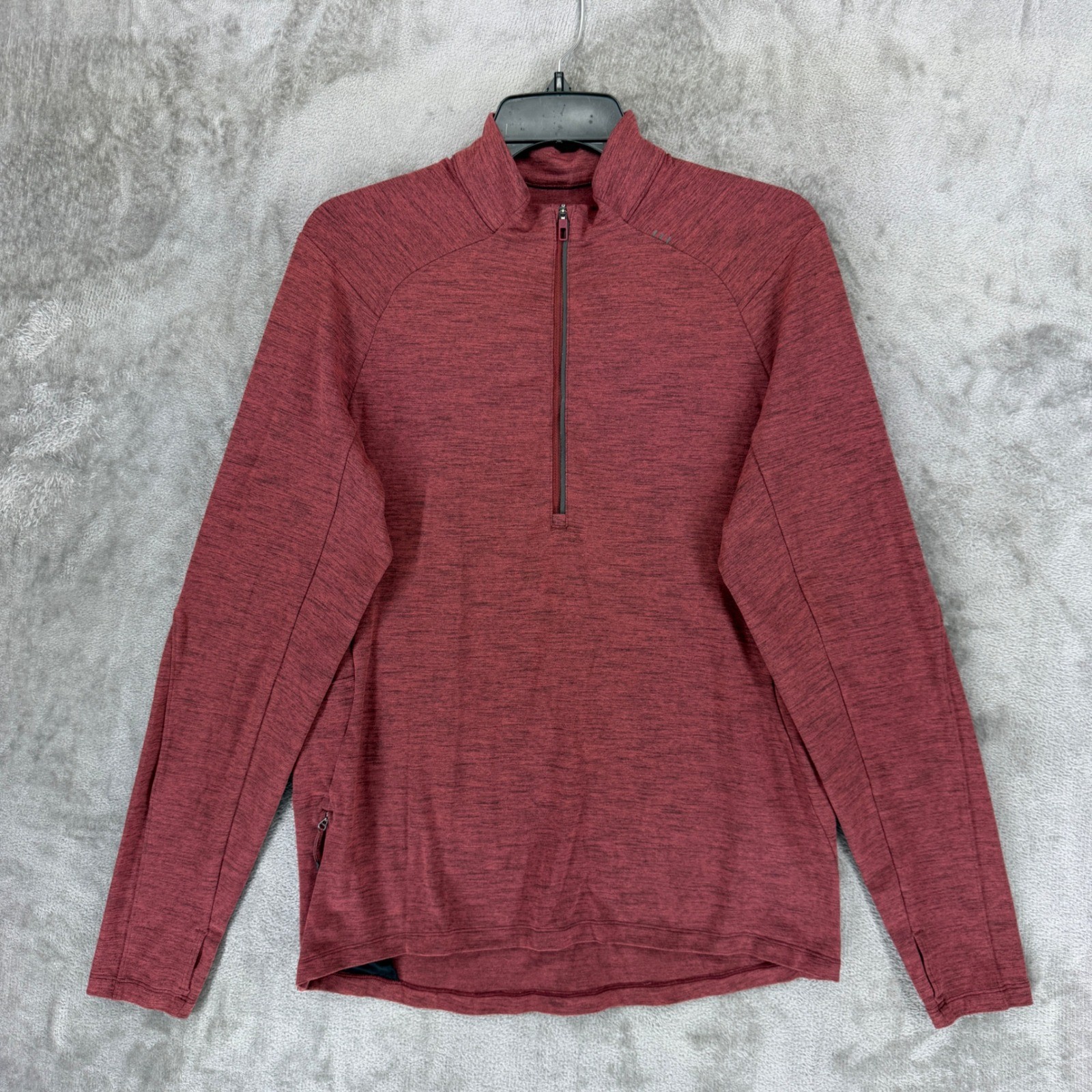 Lululemon Surge Warm Half Zip Mens Medium Heathered Dark Red Running Pullover gallery